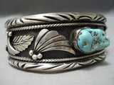 Thick Heavy!! Vintage Native American Navajo Light Blue Turquoise Sterling Silver Bracelet Old-Nativo Arts