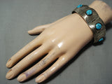 One Of The Best Vintage Native American Navajo Turquoise Link Sterling Silver Bracelet-Nativo Arts