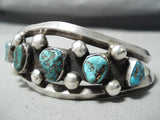 Incredible Vintage Native American Navajo Turquoise Sterling Silver Bracelet Old-Nativo Arts