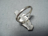 Beautiful Vintage Native American Navajo Turquoise Inlay Sterling Silver Tree Ring-Nativo Arts