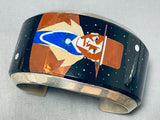 One Of The Best Ever Native American Navajo Turquoise Inlay Sterling Silver Bracelet-Nativo Arts