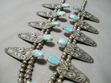 Carico Lake Turquoise Native American Sterling Silver Squash Blossom Necklace-Nativo Arts