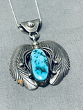 Double Flank Leaf Vintage Native American Navajo Turquoise Sterling Silver Necklace Old-Nativo Arts