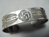Early Whirling Logs Vintage Native American Navajo Sterling Silver Bracelet-Nativo Arts