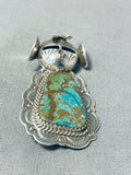 Fascinating Signed Native American Navajo Royton Turquoise Sterling Silver Kachina Pin Pendant-Nativo Arts