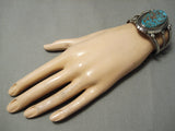 Quality Vintage Native American Navajo Blue Royston Turquoise Sterling Silver Bracelet-Nativo Arts