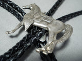 Signed Native American Navajo Sterling Silver Horse Bolo Tie-Nativo Arts