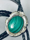 Fabulous Vintage Native American Navajo Green Malachite Sterling Silver Bolo Tie-Nativo Arts