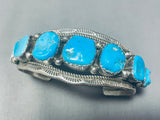 Large Wrist Vintage Native American Navajo Turquoise Sterling Silver Bracelet-Nativo Arts