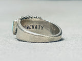 One Of The Best Vintage Native American Zuni Needle Turquoise Sterling Silver Ring Old-Nativo Arts