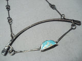 Outstanding Vintage Native American Navajo Spiderweb Turquoise Sterling Silver Necklace Old-Nativo Arts