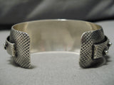 Important Vintage Native American Navajo Emer Thompson Turquoise Sterling Silver Bracelet Old-Nativo Arts