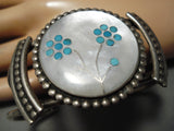 Detailed!! Vintage Native American Zuni Navajo Turquoise Sterling Silver Bracelet Old-Nativo Arts