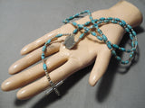 Stunning Navajo Tubule Turquoise Sterling Silver Native American Rosary-Nativo Arts