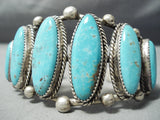 Statement Vintage Native American Navajo Easter Blue Turquoise Sterling Silver Bracelet-Nativo Arts