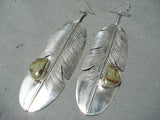 Fantastic Navajo Native American Green Turquoise Sterling Silver Earrings-Nativo Arts