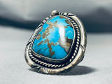 Astonishing Vintage Native American Navajo Kingman Turquoise Sterling Silver Ring-Nativo Arts