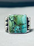 Unforgettable Native American Navajo Spiderweb Turquoise Sterling Silver Ring-Nativo Arts
