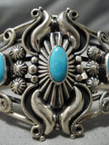 Native American Exceptional Vintage Navajo Easter Blue Turquoise Sterling Silver Bracelet-Nativo Arts