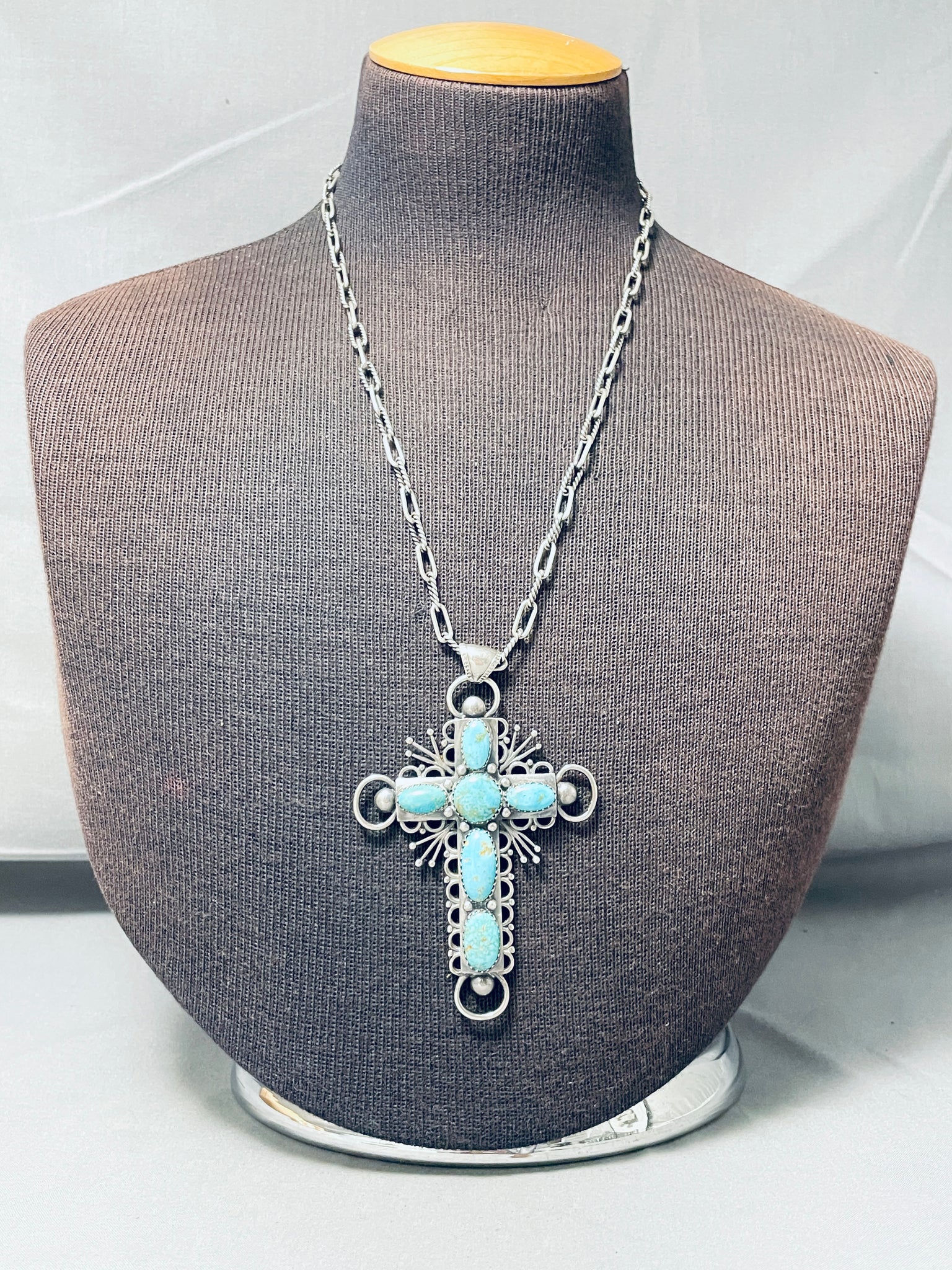 Forever Facets Women's Platinum over Sterling Silver Created Turquoise  Cross Necklace - Walmart.com