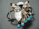 One Of The Most Unique Vintage Native American Zuni Turquoise Sterling Silver Owl Bracelet-Nativo Arts