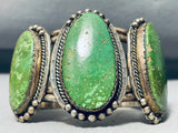 Important Doug Harrison Vintage Native American Navajo Green Turquoise Sterling Silver Bracelet-Nativo Arts