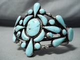 Tremendous Vintage Native American Navajo Turquoise Sterling Silver Bracelet Old-Nativo Arts