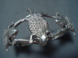 Whimsical Navajo Sterling Silver Southwestern Toad Bracelet Native American-Nativo Arts