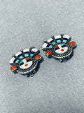 Fabulous Vintage Native American Zuni Turquoise Sterling Silver Clip-on Earrings-Nativo Arts