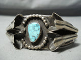 Very Rare Vintage Native American Navajo Rare Turquoise Squash Blossom Sterling Silver Bracelet-Nativo Arts