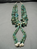 Native American Early 1900's Vintage Santo Domingo Green Turquoise Necklace Old-Nativo Arts
