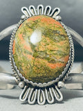 One Of A Kind Vintage Native American Navajo Green Orange Turquoise Sterling Silver Bracelet-Nativo Arts