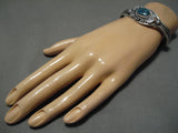 Magnificent Vintage Native American Navajo Blue Spiderweb Turquoise Sterling Silver Bracelet-Nativo Arts