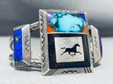 Native American Running Horse Rare Last Chance Turquoise Mine Sterling Silve Rbracelet-Nativo Arts