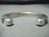 Signed Very Thick Vintage Native American Navajo Sterling Silver Bracelet Cuff-Nativo Arts