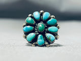 Fantastic Vintage Native American Zuni Blue Gem Turquoise Cluster Sterling Silver Ring-Nativo Arts