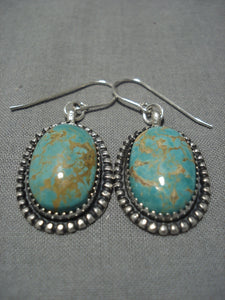 Native American Important Jeanette Dale Royston Turquoise Sterling Silver Earrings-Nativo Arts