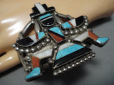 Museum Quality!! Vintage Native American Navajo Turquoise Kachina Inlay Sterling Silver Bracelet-Nativo Arts