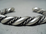 Thick Vintage Native American Navajo Sterling Silver Rope Twist Bracelet-Nativo Arts