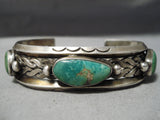 Thicker Coiled Vintage Native American Navajo Royston Turquoise Sterling Silver Bracelet-Nativo Arts