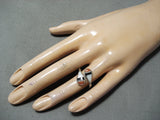Wonderful Zuni Coral & Mother Of Pearl Sterling Silver Ring Old Native American-Nativo Arts