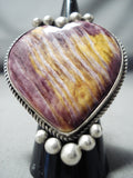 Lyla Cadman Native American Navajo Purple Spiny Oyster Shell Sterling Silver Heart Ring-Nativo Arts