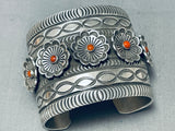 The Best Native American Navajo Coral Flower Pedal Sterling Silver Bracelet-Nativo Arts