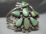 Important Damale Turquoise Vintage Native American Navajo Kachina Sterling Silver Bracelet Old-Nativo Arts