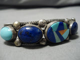 Native American Museum Quality Vintage Austin Garcia Turquoise Inlay Sterling Silver Bracelet-Nativo Arts