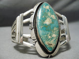 Dramatic Vintage Native American Navajo Damale Turquoise Sterling Silver Bracelet Old-Nativo Arts