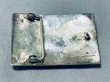 Rare Technique Vintage Native American Navajo Geomtric Sterling Silver Buckle Old-Nativo Arts