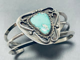 Authentic Older Vintage Native American Navajo Green Turquoise Sterling Silver Swirl Bracelet-Nativo Arts