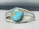 Exceptional Vintage Native American Navajo #8 Turquoise Mine Sterling Silver Bracelet-Nativo Arts