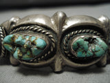 Superlative Vintage Native American Navajo Seafoam Green Turquoise Sterling Silver Bracelet-Nativo Arts